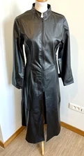manteau T42 long faux cuir noir col haut matrix trinity neo 34/