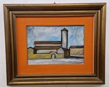 Dipinto Olio Su Tela Raffigurante Paesaggio Stilizzato.Falso D'Autore.XX Secolo 