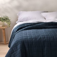 Full/Queen Heavyweight Linen Blend Quilt Dark Mineral Blue - Casaluna