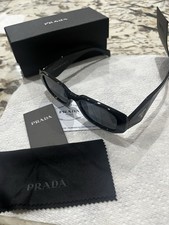 PRADA Unisex Black Rectangle Sunglasses Plastic Frame w/ Case, Box, Card