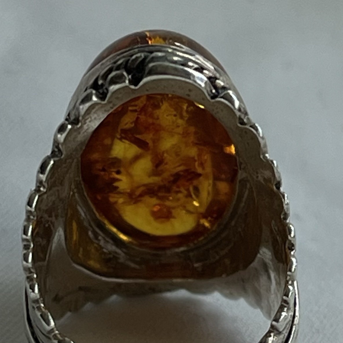 Sterling Silver Oval Amber Statement Ring Bezel S… - image 8