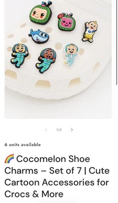 CoComelon JJ Shoe Charms Set of 7 Multicolor PVC Durable Easy to Attach