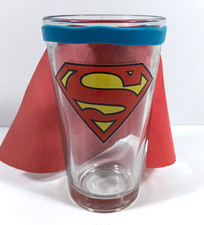 Collector Superman 16oz Size Drinking Glass with removable Cape DC Comics
