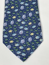 Vineyard Vines 100 Silk Neck Tie Tropical Fish Navy Blue Made in USA