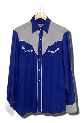 H BAR C 50s Rayon Gabardine Western Hemd Größe M Rayon Herren 4493