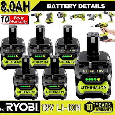 1/6X P108 For RYOBI 18V 8.0Ah High Capacity Battery 18 Volt Li-Ion One Plus P104
