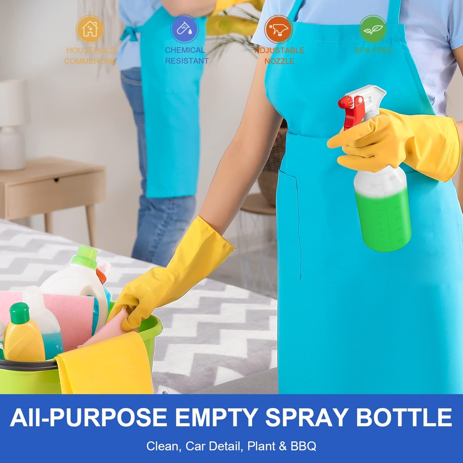 Bealee Spray Bottles 4 Pack 24 Oz Refillable Plastic Mist Stream