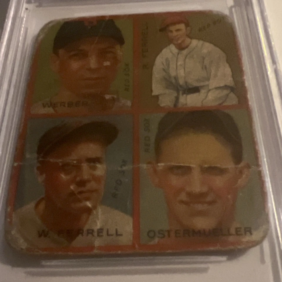 Goudey 1935 4 en 1 Rick & Wes Ferrell Billy Werber Ostermueller Salón de la fama Clasificado CSG 1 Foto 3 de 4