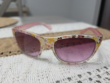 Kids Sunglasses Cute Floral Flower Print Square Frame Girls Fashion Pink Arms