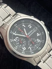 Seiko Military Chronograph Mens 7T92-0CH0 Watch Vintage Stainless Steel Date