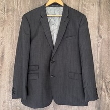 Aquascutum Men’s Wool Blend Jacket Blazer Size 48 Grey Very Good Condition