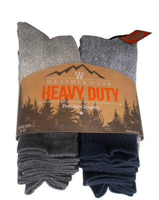 NEW~Weather Wear 10 Pair Heavy Duty Mid Calf Work Socks SZ 6-12 Navy & Charcoal