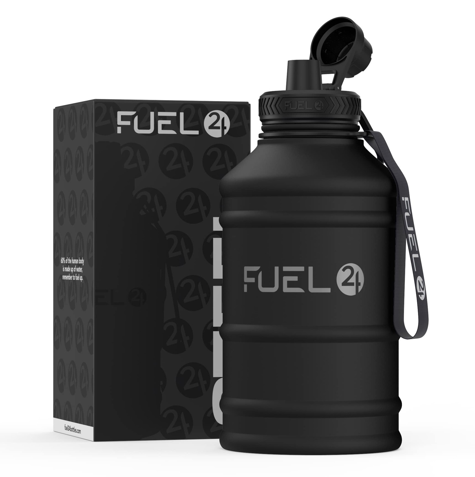 Fuel24 Stainless Steel Jug - 1.3 or 2.2 Litre Water Bottle - 2200 ml, Stealth