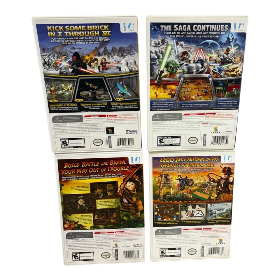 Nintendo Wii paquete 4 juegos Lego Indiana Jones 1 y 2 Star War 3 y completo Sag Foto 2 de 3