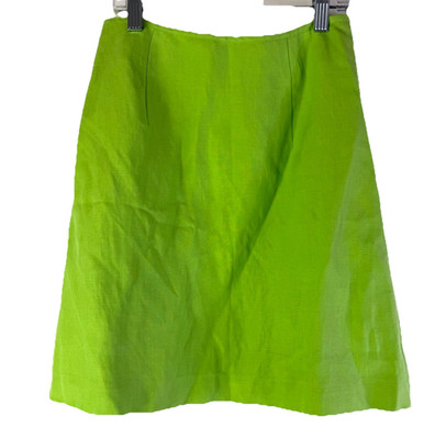 Vintage 90s Dopamine Mod Silk Linen Mini Micro Skirt Green Womens 3 / 4
