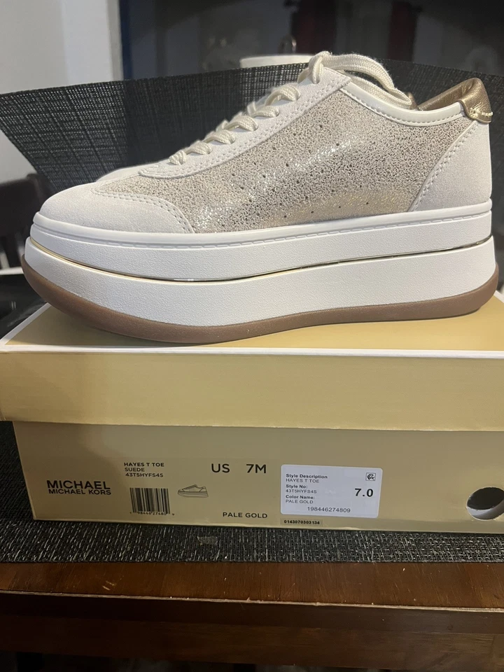 MICHAEL Michael Kors Sz 7  M Brown Hayes Monogram Lace Up Platform Sneaker   - Image 4 of 4