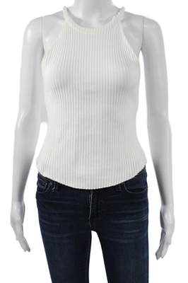 #ad #ad The Range Womens Basic High Neck Sleeveless Tank White Cotton Spandex Size S $44.99