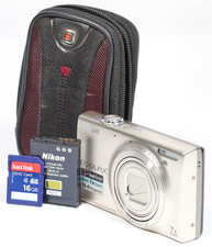 Nikon Coolpix S6100 Touchscreen Camera, Battery, Case 16GB SD Bundle TESTED