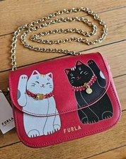 Furla Little Cats Red Mini Crossbody Shoulder Bag - Japan Exclusive Lucky Neko