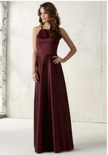 New Champagne Mori Lee Satin Dress Open Back Size 10