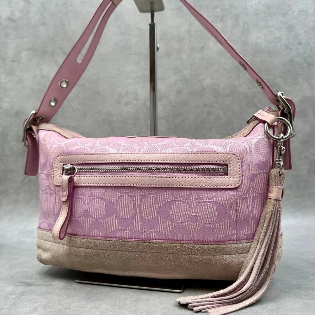 COACH Soho Signature Shoulder Bag 9363 Pink Jacquard Canvas Handbag