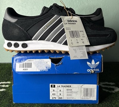 US Men s 9.5 - Adidas LA Trainer  Core Black Grey Four Gold Metallic  GZ1916