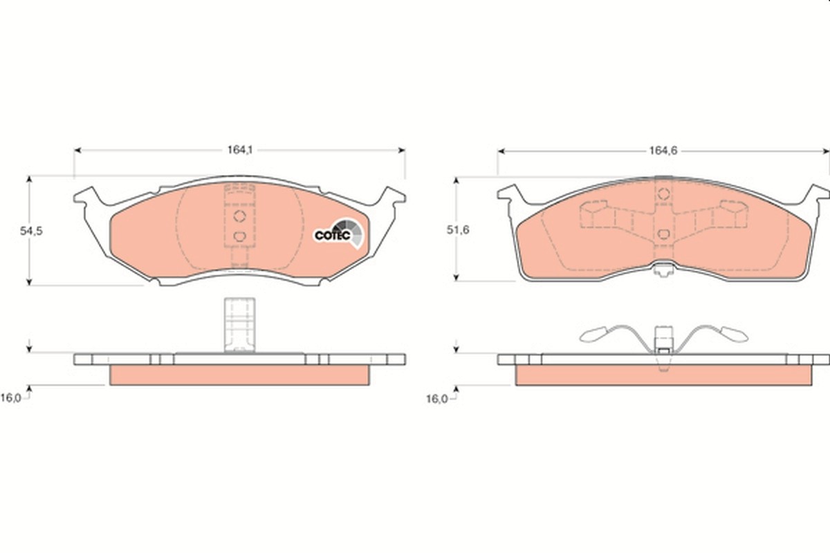Front TRW-OE GDB1236 Brake Pad Set, disc brake for CHRYSLER,DODGE,PLYMOUTH