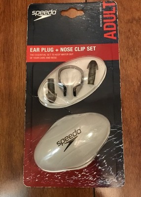 Speedo Adult Size Ear Plug & Nose Clip Set w/ Storage Case New!