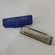 Vintage M HOHNER Blues Harp KEY G Harmonica Blue Case