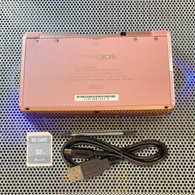 Nintendo 3DS Misty Pink Portable System Global Game Support 32GB SD Stylus