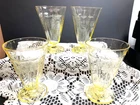 4 = Yellow (Topaz) Princess Depression Glass Tumblers 5 1/4" Tall