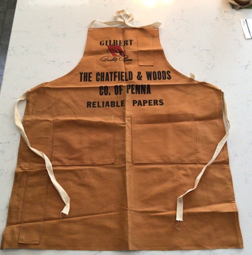 Vintage GILBERT QUALITY PAPERS Canvas Apron The Chatfield & Woods Co. Of Penna