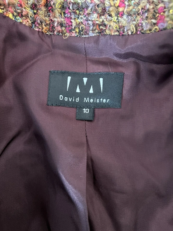 Blazer chaqueta y falda traje vintage de mezcla de lana David Meister talla 10 Foto 3 de 4
