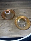 Vintage Imperial Beaded Block Marigold Carnival Glass Bowls Lot 2 Iridescent