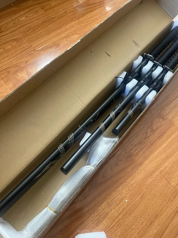 Juego de 3 piezas de espada samurai japonesa, hoja afiladora katana de acero al carbono 1060 Foto 4 de 4