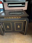 Black Lacquer Chinoiserie Asian Cabinet Gold Accents marble Top Storage