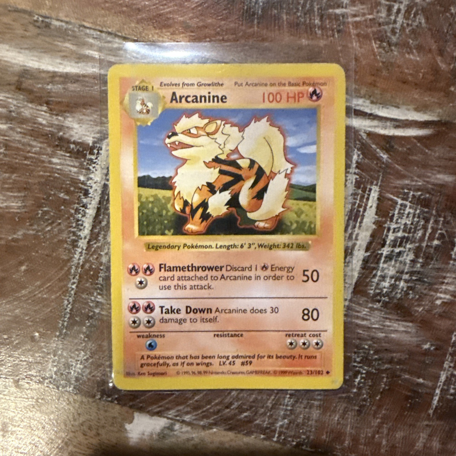 1999 Pokemon Set Unlimited Shadowless Arcanine Uncommon #23/102