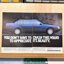 1990 Volvo 940 Blue Sedan 2 Page Vintage Print Ad Car Auto Advert Art Poster