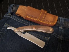 Shaving Straight Razor D2 Steel Horizontal Carry Sheath Wood Handle SHARP