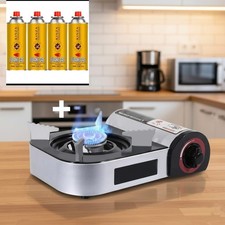 4x  Butane Gas + Portable Camping Stove Mini Gas Single Burner 2.1KW BBQ  Cooker