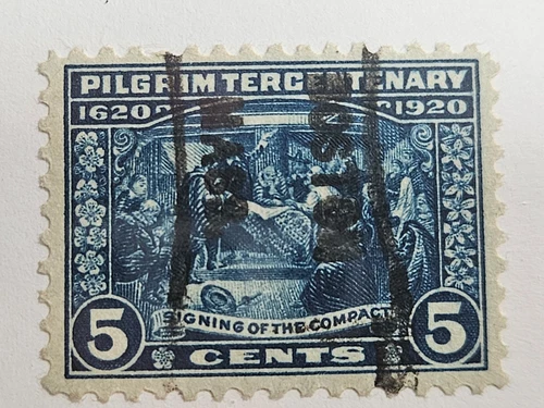 US Stamp Sc 550, 5c Pilgrim Precancel RARE, F/VF Used CV$12.50+ (C617)