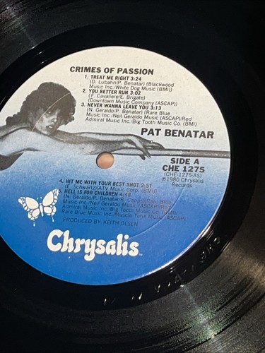 Pat Benatar Crimes Of Passion 1980 Chrysalis Records Vinyl 33 LP - Picture 8 of 9