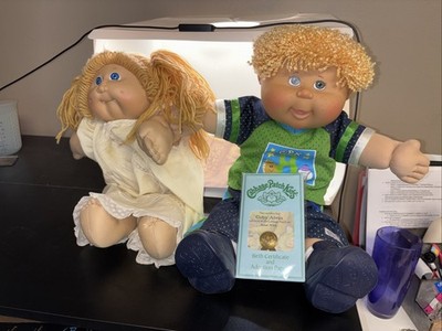 Cabbage Patch Kids Vintage Doll Blonde Hair 1984 Jesmar & Coby Alvin with Cert