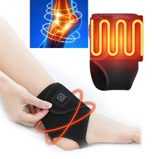 1X Electric USB Heating Warm Ankle Pad Heated Pain Relief Heat Brace Wrap Black
