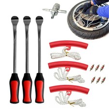 Motorcycle Bike Wheel Changing Spoons Lever Iron Rim Kit Protector Valve Tool UK