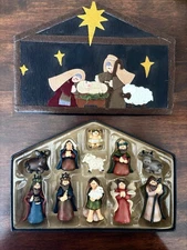 Santa’s Workshop Nativity Set COMPLETE Resin 3 Inch Figures Baby Jesus Boxed Set