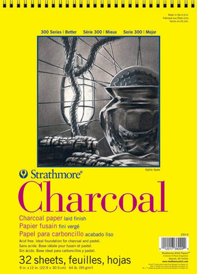 Strathmore 300 Series Charcoal Paper Pad, Top Wire Bound, 9X12 Inches, 32 Sheets