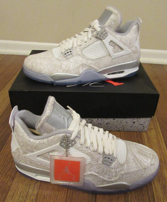 Nike Air Jordan 4 Retro Laser Size 11.5 White Chrome Metallic Silver 705333 105