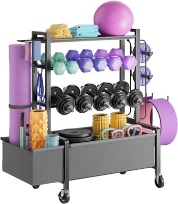 Dumbbell Rack, Adjustable 4-Tier Weight Rack Movable, Home Gym Organizer Up to