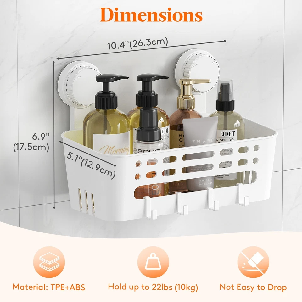 Removable Shower Caddy Suction Cup Shower Shelves for Inside Shower - Image 4 of 4